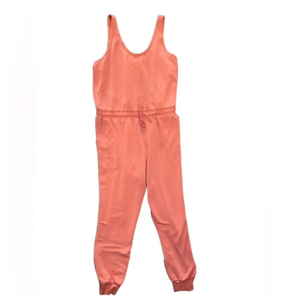 ATHLETA Balance Jumpsuit Size Large Soft Persimmon Lounge Comfortable Travel - Picture 7 of 7